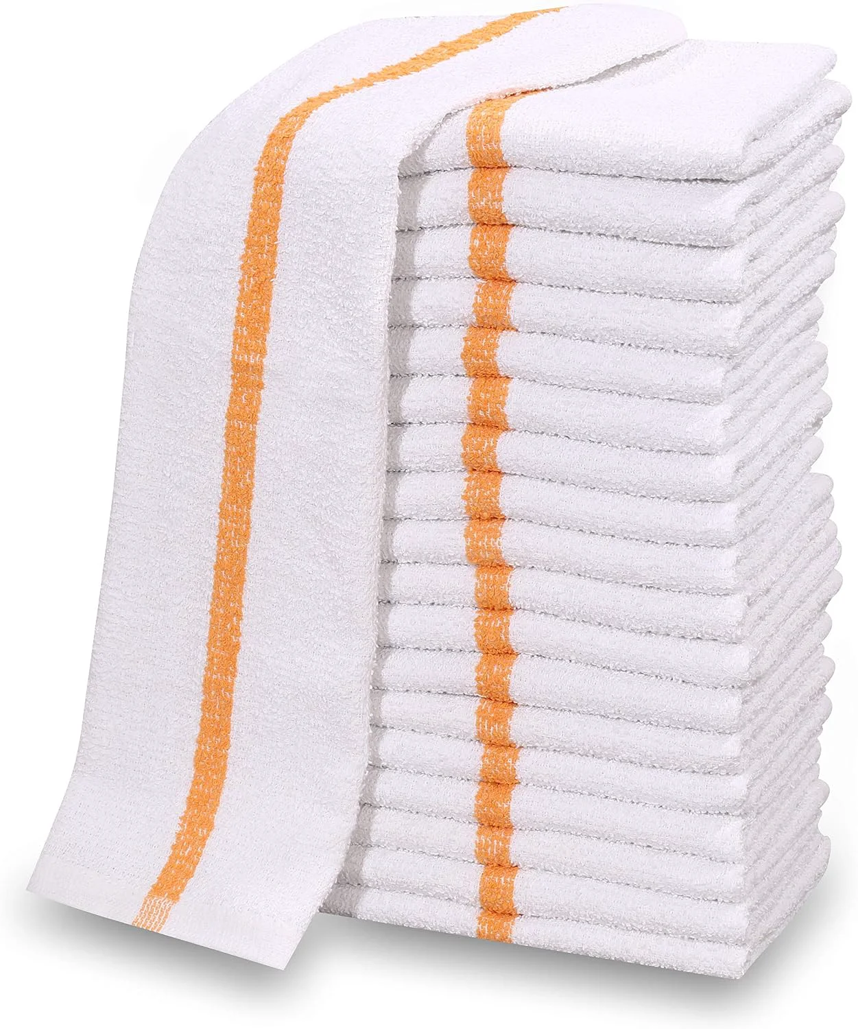 Enhanced 120 PC New Cotton Blend White Restaurant Bar Mops Kitchen Towels 10 Dozen 120 Gold Stripe 32 Oz Contemporary