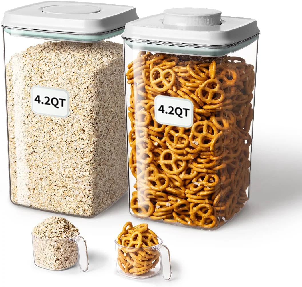 Long-Lasting Ankou Airtight Food Storage Container with Pop Lid 130ml Scoop 4L 4.2qt 2 BPA- Ce Rice Flour Pasta Snack Container Environmentally Friendly