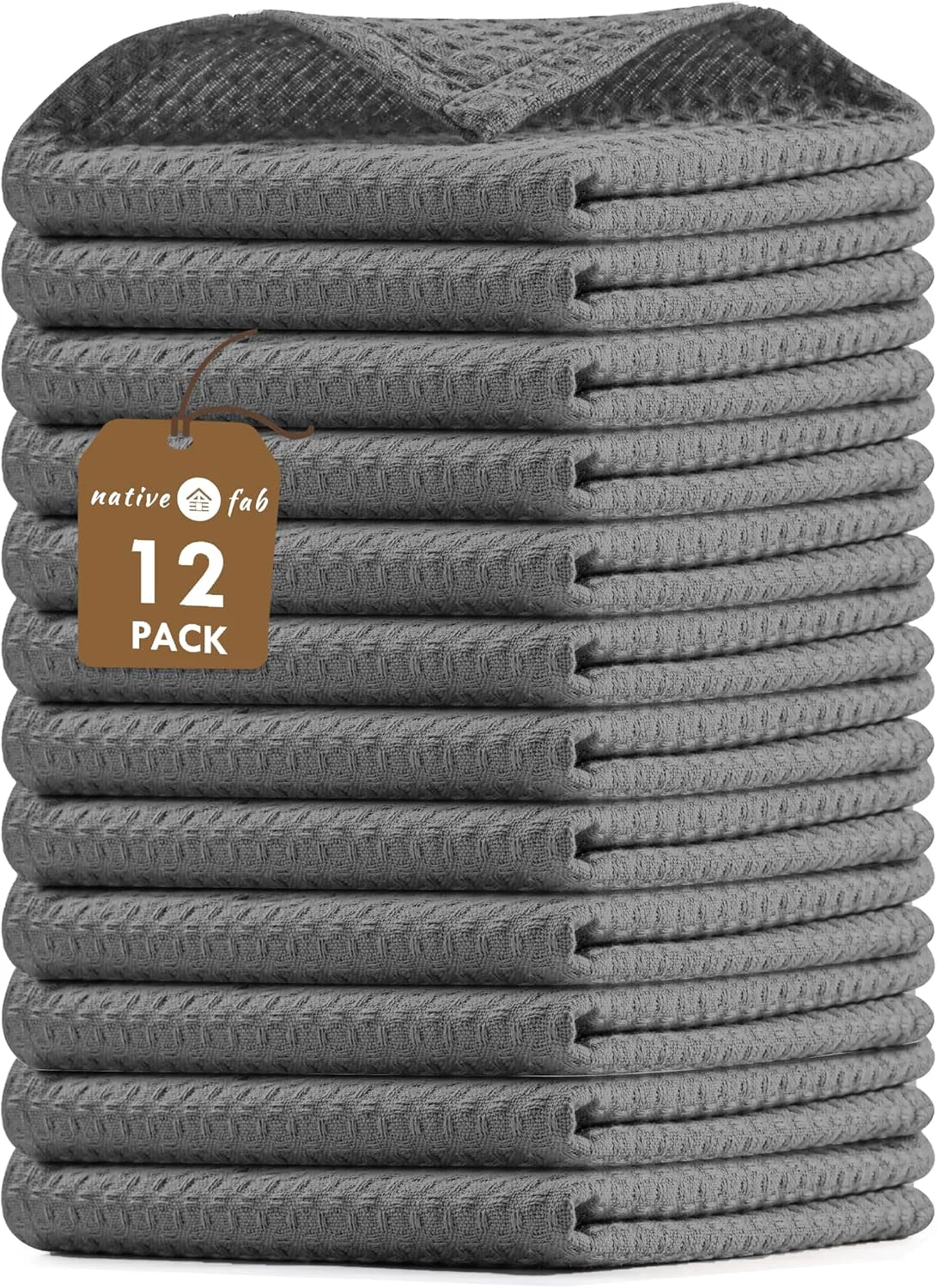 High-Performance Native Fab 12 Pack Cotton Dish Cloths – Absorbent Quick-Drying Versatile