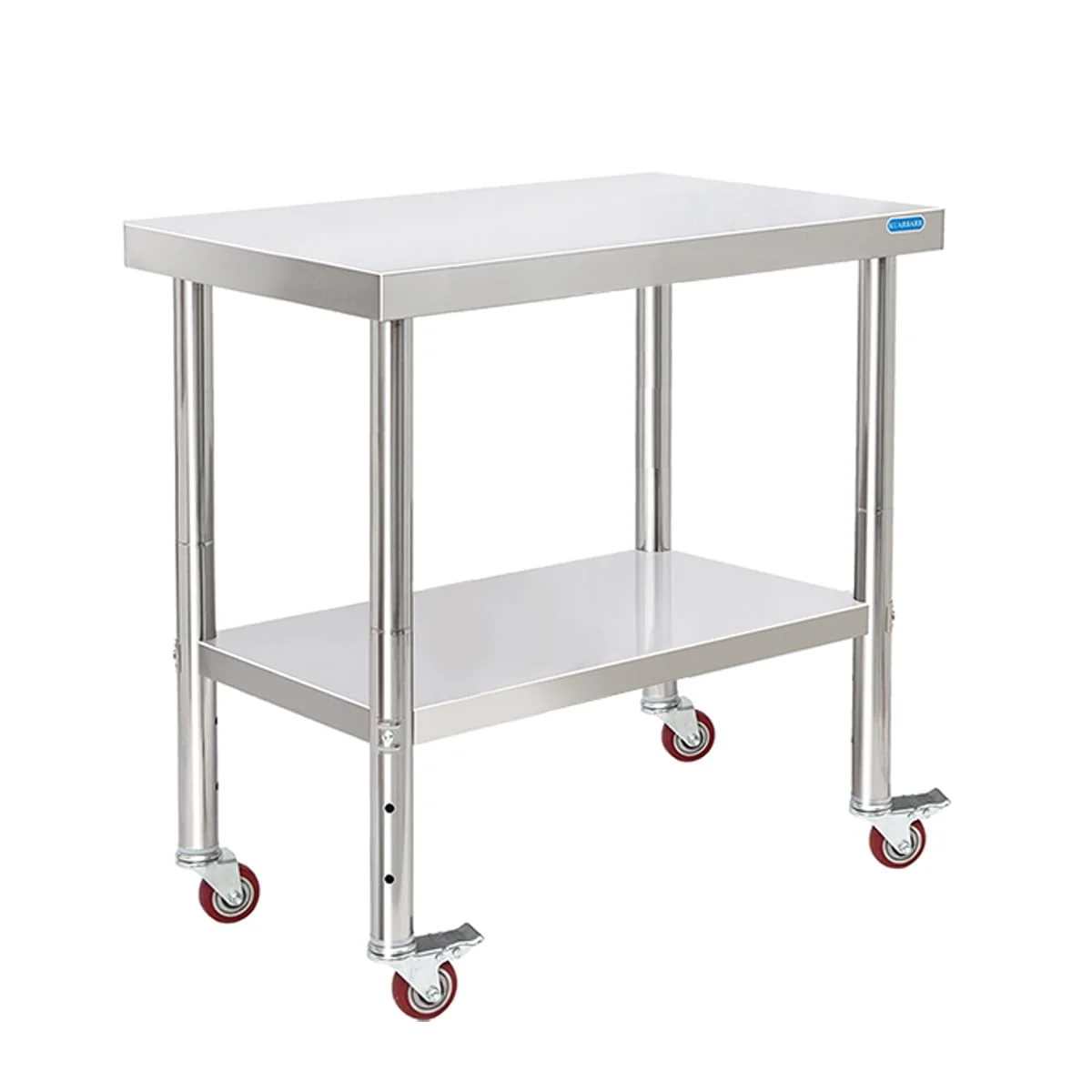 Natural Stainless Steel Table with Wheels 30 x 18 Inch NSF Commercial Stainless Steel Metal Prep Table for Restaurant Kitchen Garage Fine