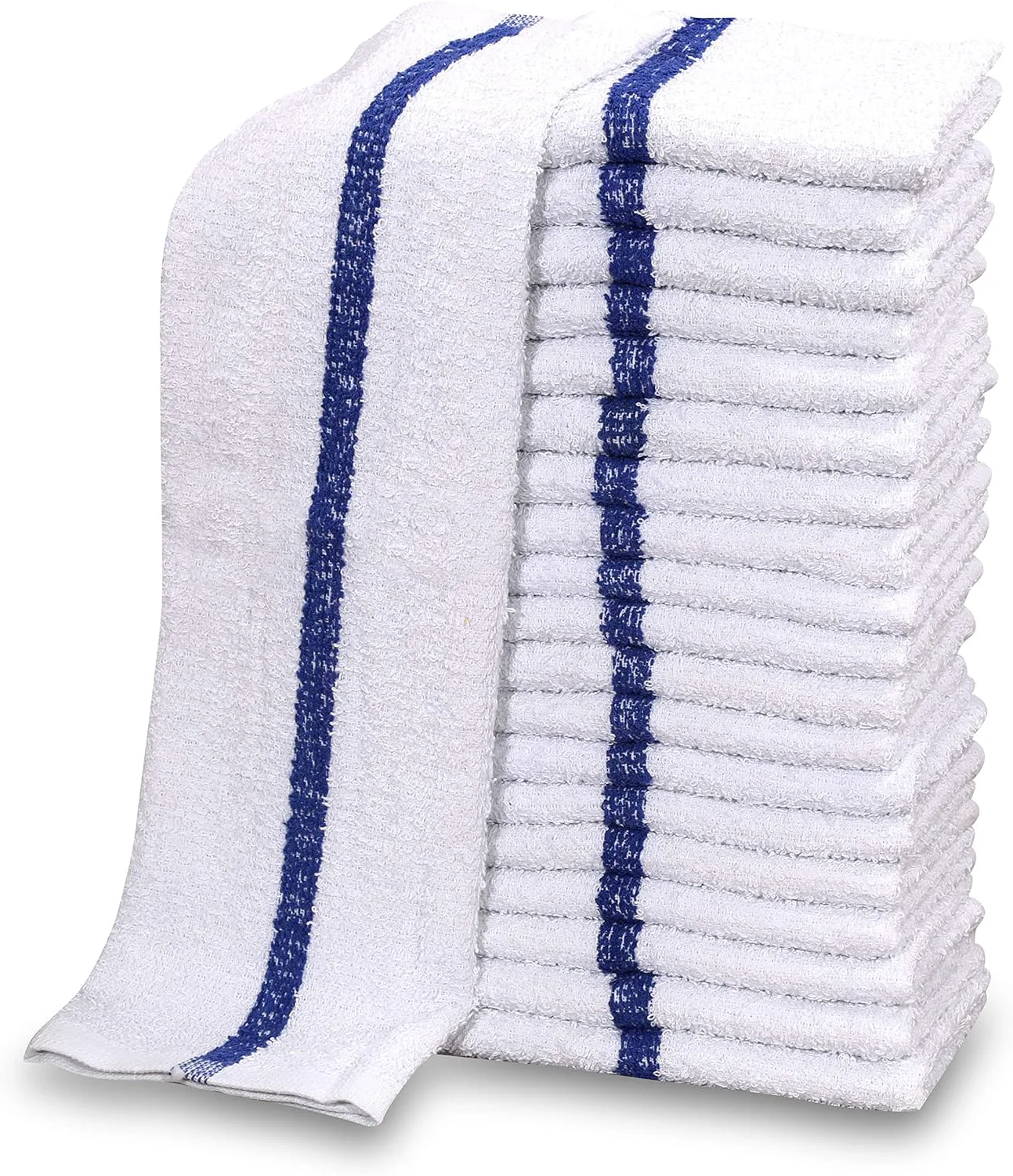Breathable Gold Textiles 12 PC New Cotton Blend White Restaurant Bar Mops Kitchen Towels 28oz 1 Dozen 12 Blue Stripe Exceptional