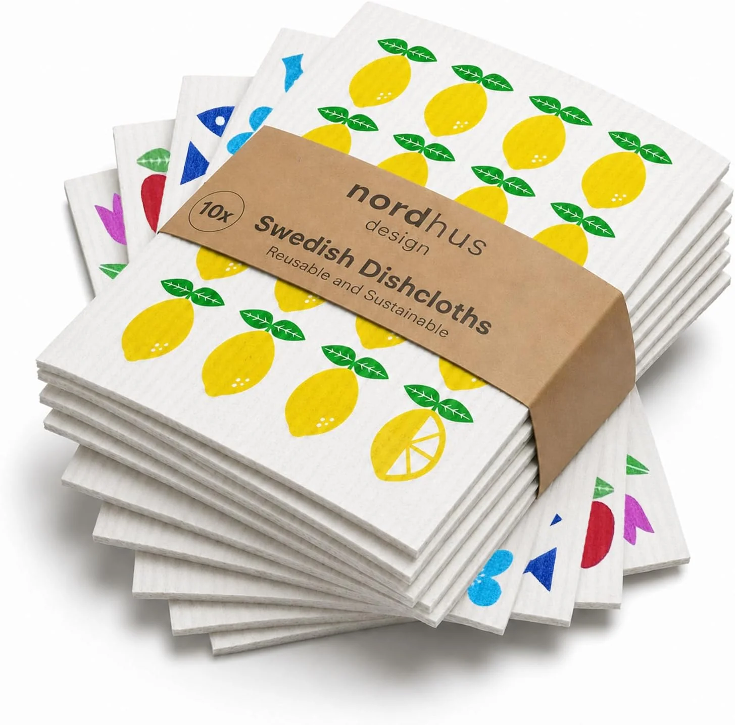 Selected Nordhus Design Swedish Dishcloths 10 Pack – Reusable Swedish Dish Cloths for Kitchen Eco Friendly Cellulose Sponge Cloth Ultra Absorbent Odor Replaces Paper Towels Washable amp Compostable Dependable