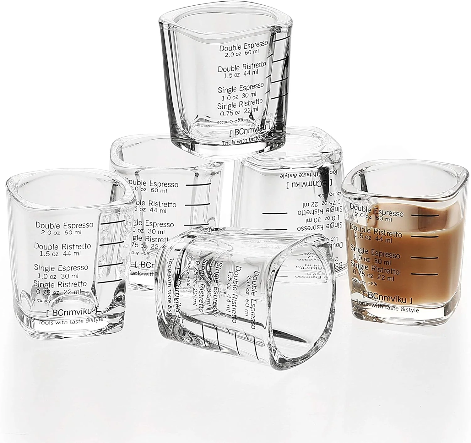 Advanced Espresso Shot Glass Liquid Heavy Sturdy Glass Shot Glasses Measuring cup Wine Glass 6 Pack 2oz 60ml By BCnmviku Sturdy 6Pack Refined
