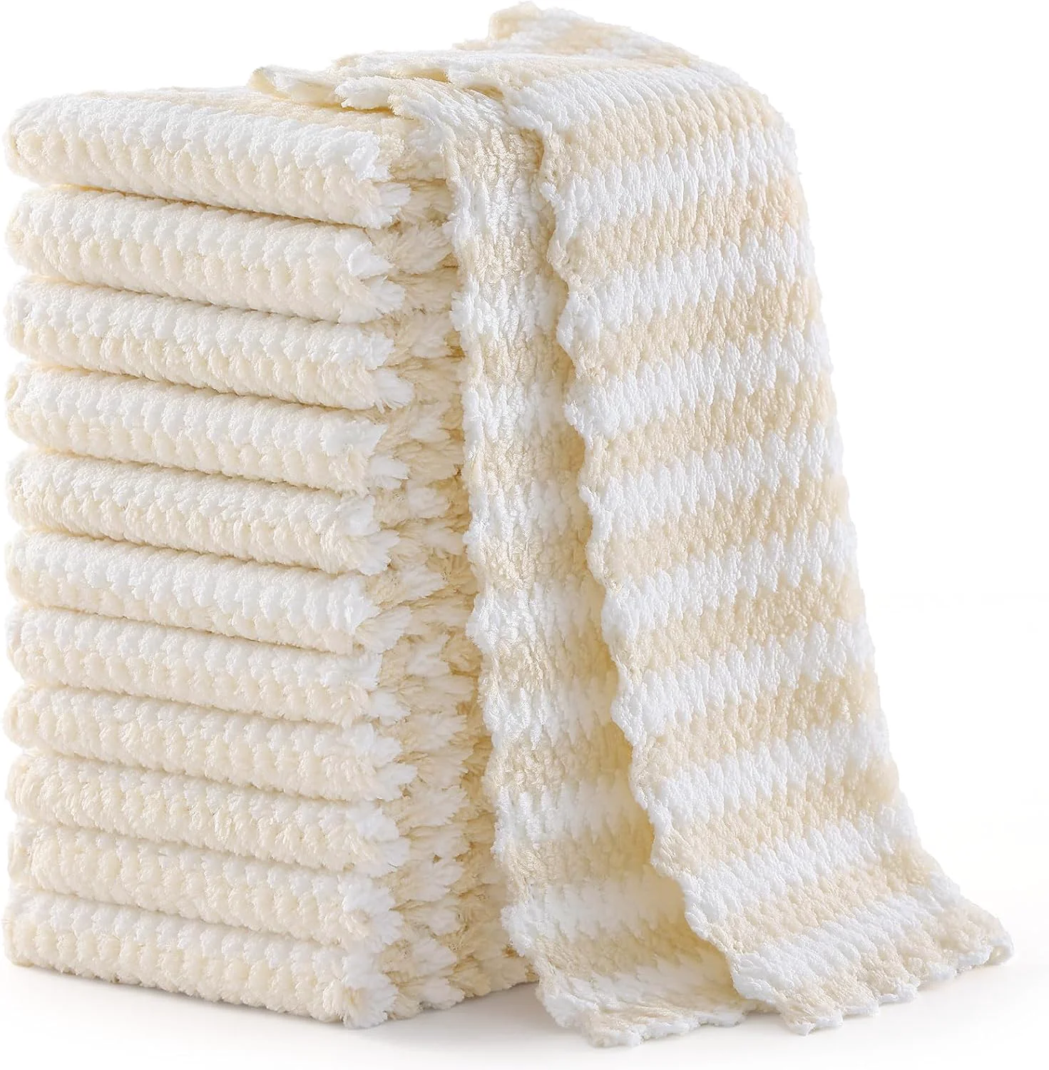 Next-Generation Homaxy 12 Pack Coral Velvet Dish Cloths 7 x 9 inches Beige Ultra Soft and Absorbent Dish Towels Reusable Fast Drying Microfiber Cleaning Cloth No-lint Natural