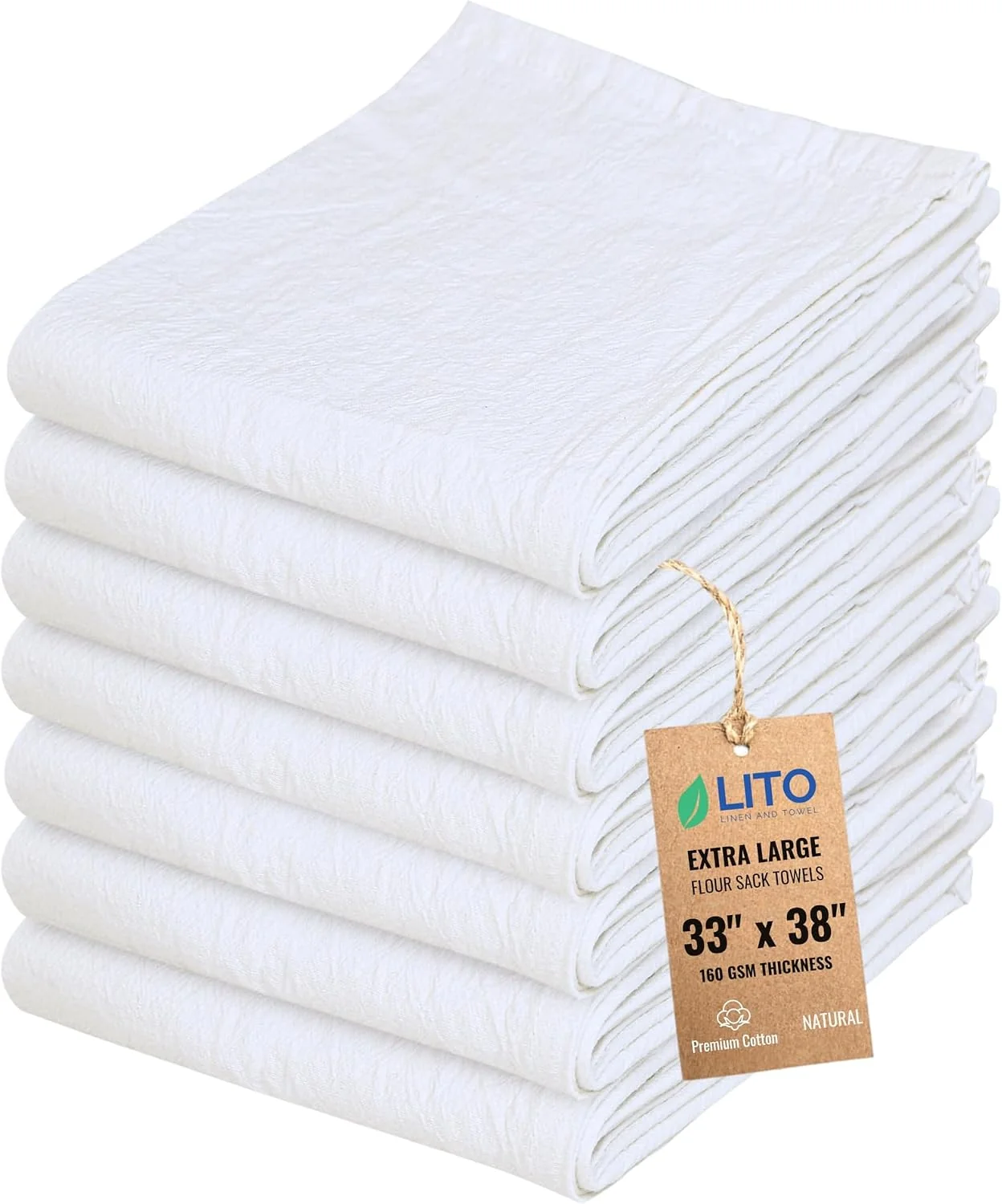 Functional Flour Sack Towels Tea Towel for Crafts Kitchen Dish Cotton Blank Towel for Embroidery Baking Bread Proofing Linen Cover Thick Absorbent Quick Dry 7 Pack 33 x38 Natural Efficient