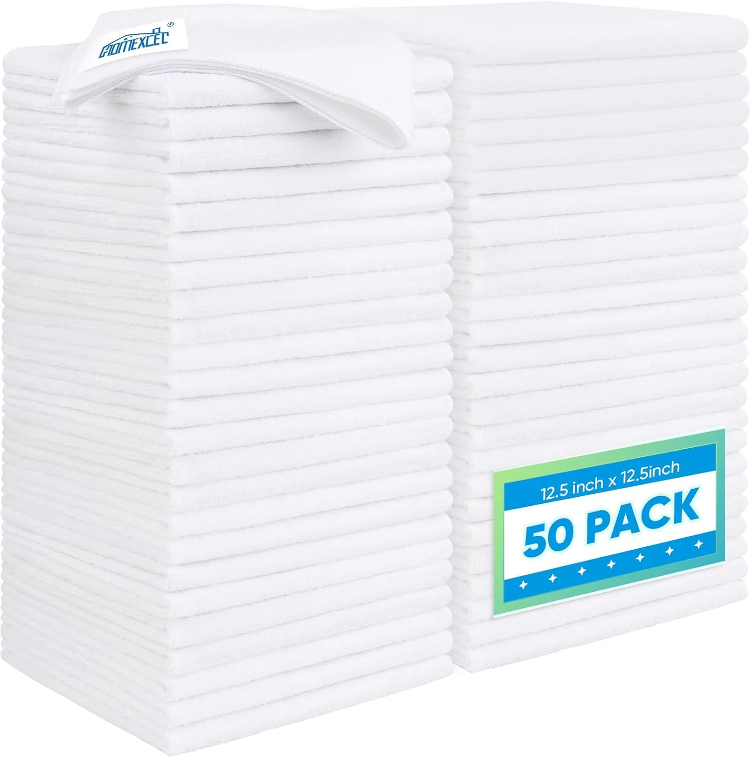 Sophisticated Homexcel White Microfiber Cleaning Cloth 50 Pack 12.5 x 12.5 inch Microfiber Towels for Cars Ultra Absorbent Car Washing Cloth Minimalist