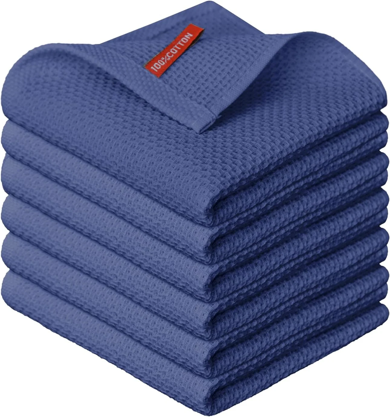 First-Class Sky Blue Cotton Waffle Dish Cloths – 12×12 Set of 6 Organic