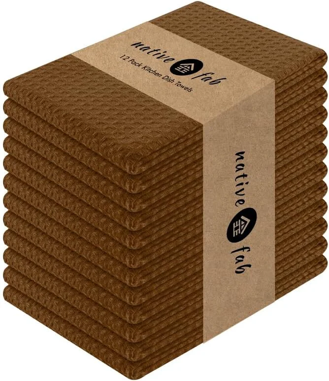 Reusable Native Fab Waffle Weave Dish Towels 12 Pack Minimalist