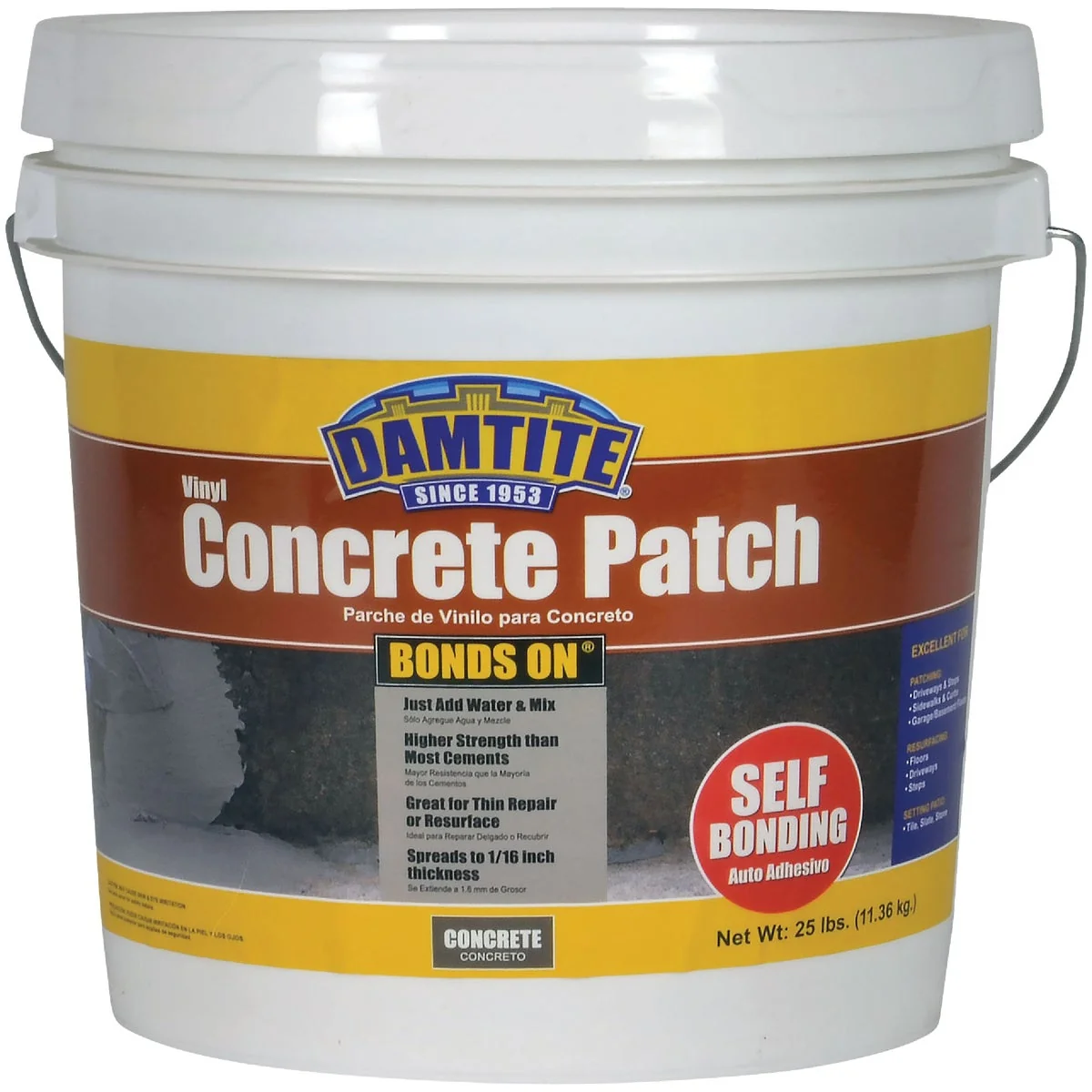 Elegant Damtite BondsOn 25 Lb. Gray Ready-to-Use Vinyl Concrete Patch Expertly Made