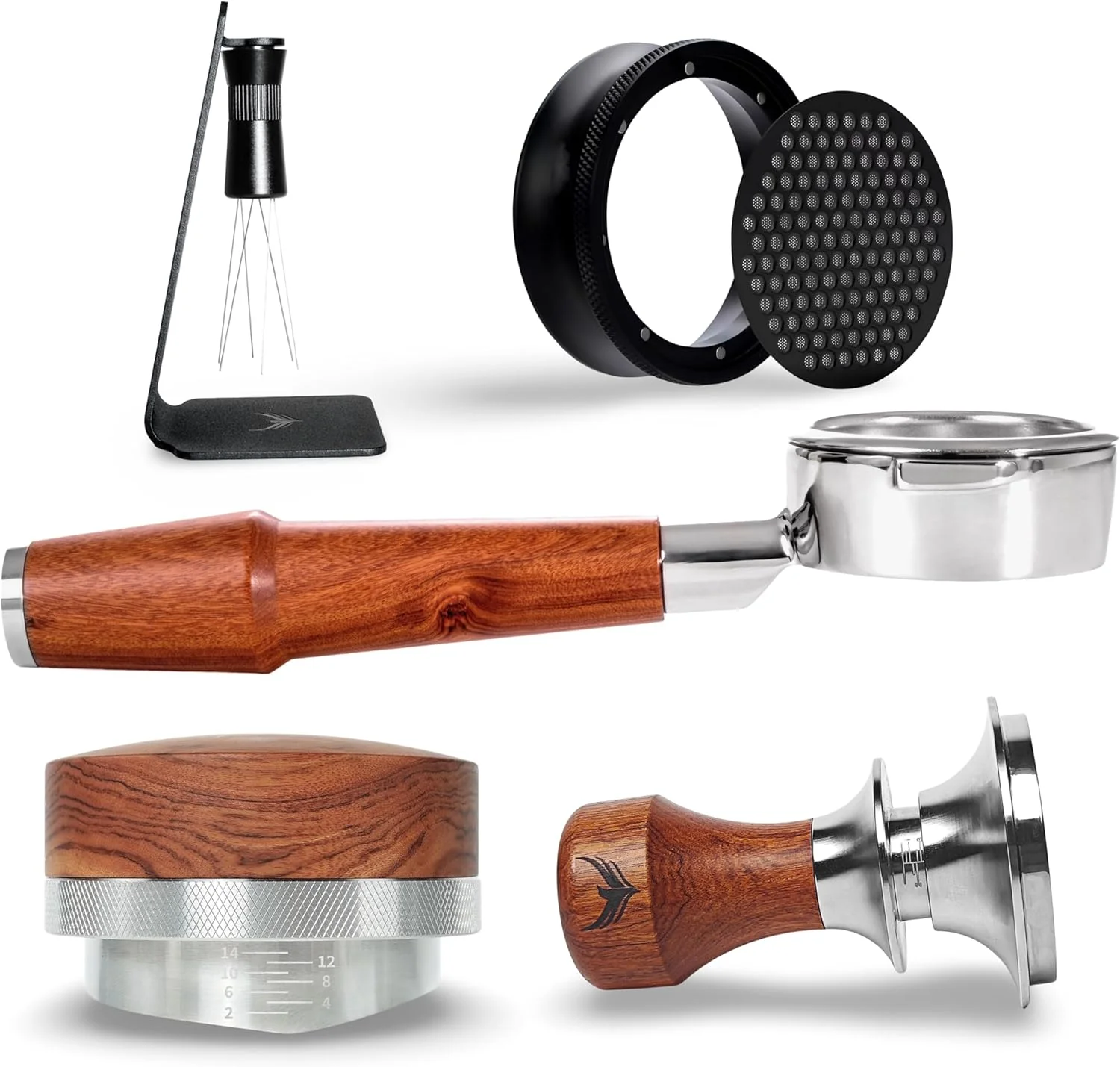 Outstanding 58mm Essential Barista Tools Set for E61 Espresso Machines – Naked Portafilter Coffee Leveler Dosing Funnel Advanced Espresso Tamper Fast