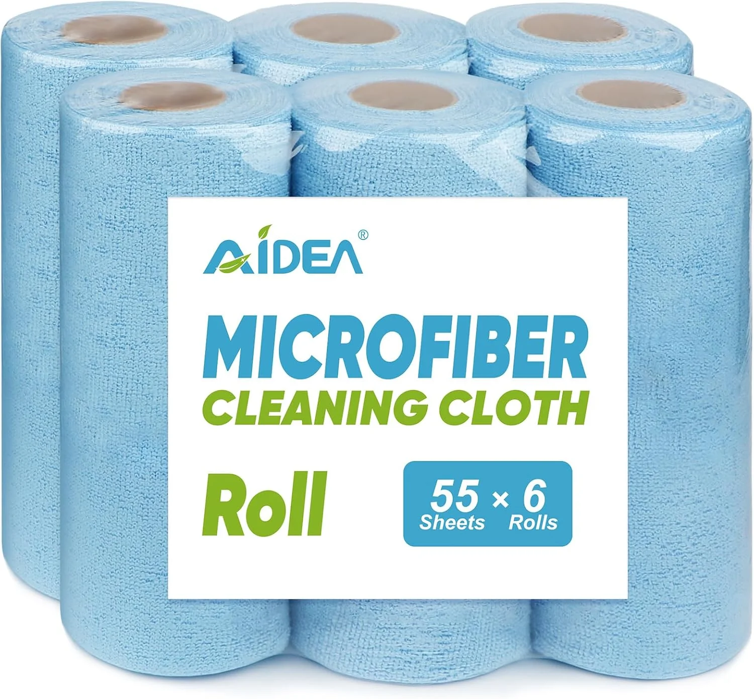Long-Lasting AIDEA Microfiber Cleaning Cloth 330 Sheets 6 Roll Blue Shop Towels 11×9 Modern