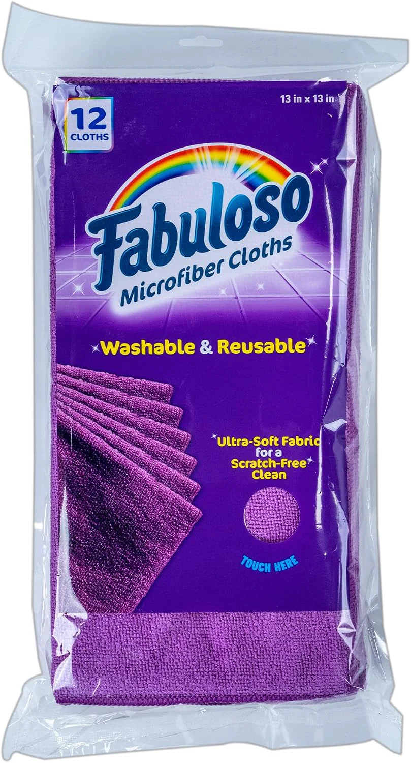 Quality Fabuloso Microfiber Cleaning Cloths Purple 13×13 in 12 Count Healthy