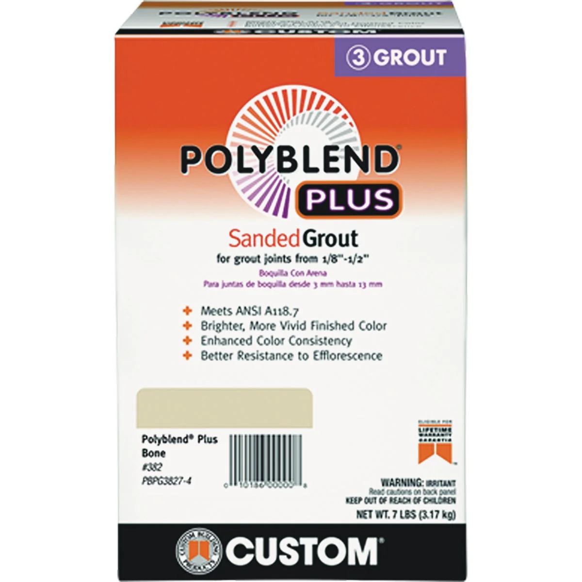 Secure Custom Building Products PolyBlend PLUS 7 Lb. Delorean Gray Sanded Tile Grout Sophisticated
