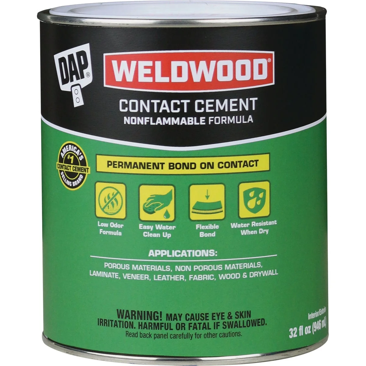 Traditional DAP Weldwood Qt. Nonflammable Contact Cement Easy-to-Use