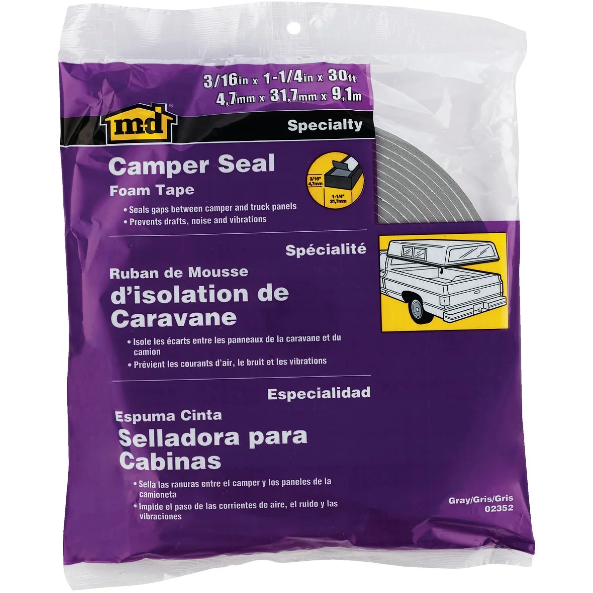 Recyclable M-D 1-1 4 In. x 30 Ft. x 3 16 In. Thick Camper Seal Tape Clean