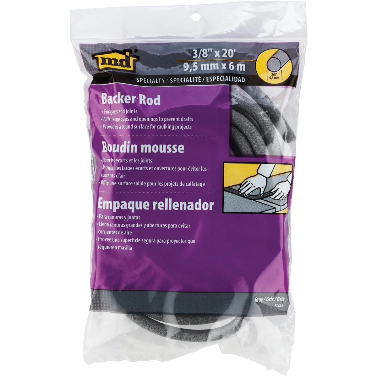 Consistent M-D 3 8 In. x 20 Ft. Gray Backer Rod Carefully Designed