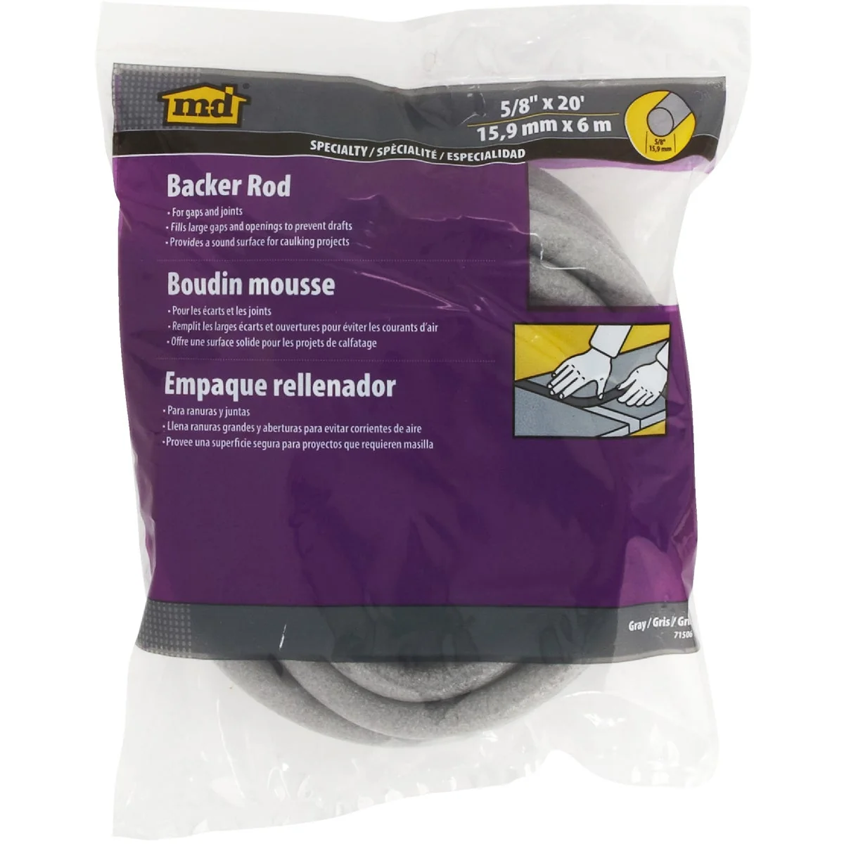 Carefully Designed M-D 5 8 In. x 20 Ft. Gray Backer Rod Smooth