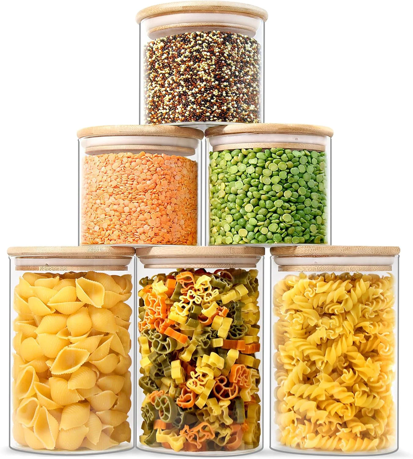 Stylish Glass Jars with Airtight Lids Airtight Glass Canisters with Locking Lids Bamboo-20oz-30oz Lightweight