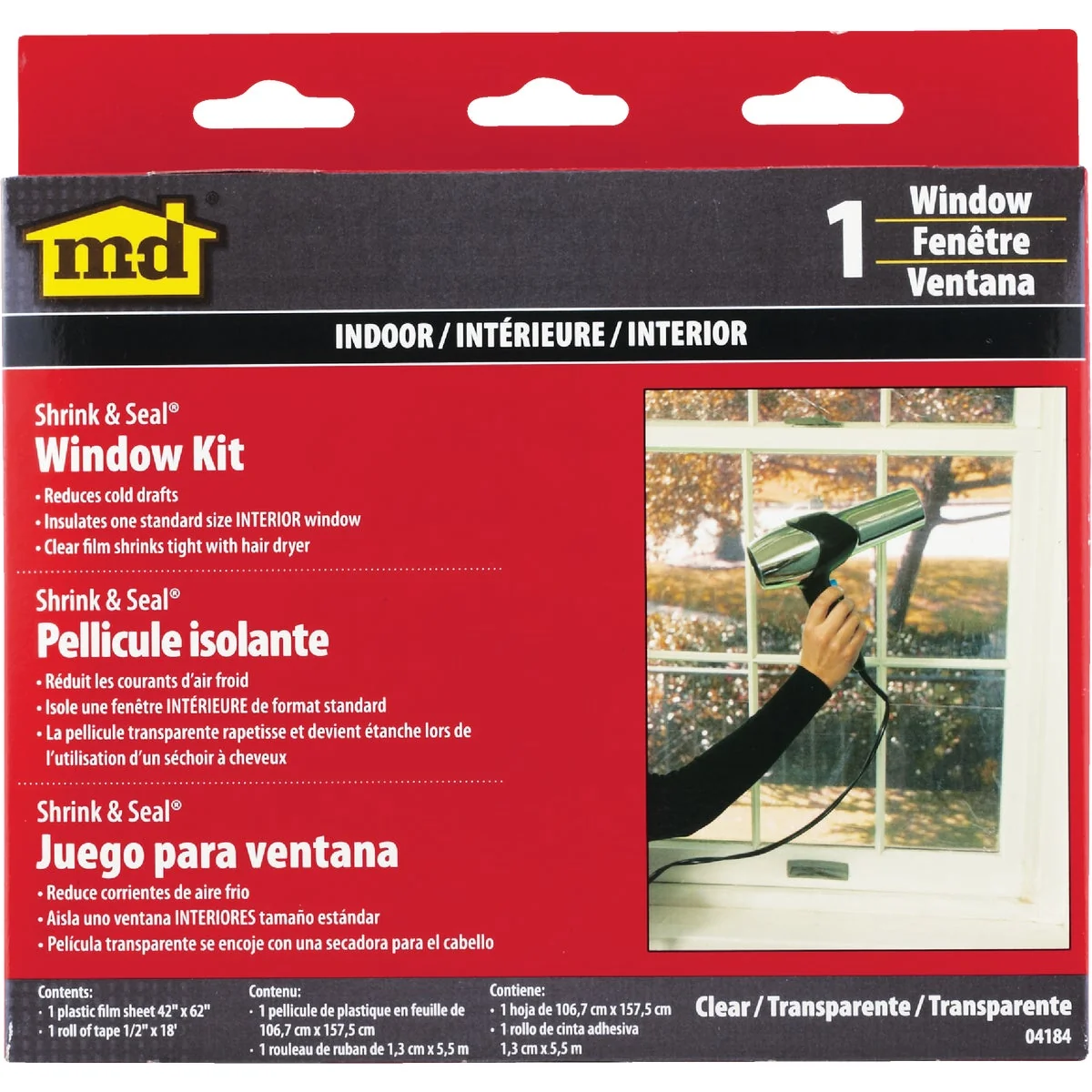 Convenient M-D Shrink Seal 42 In. x 62 In. Indoor Window Insulation Kit Original Design