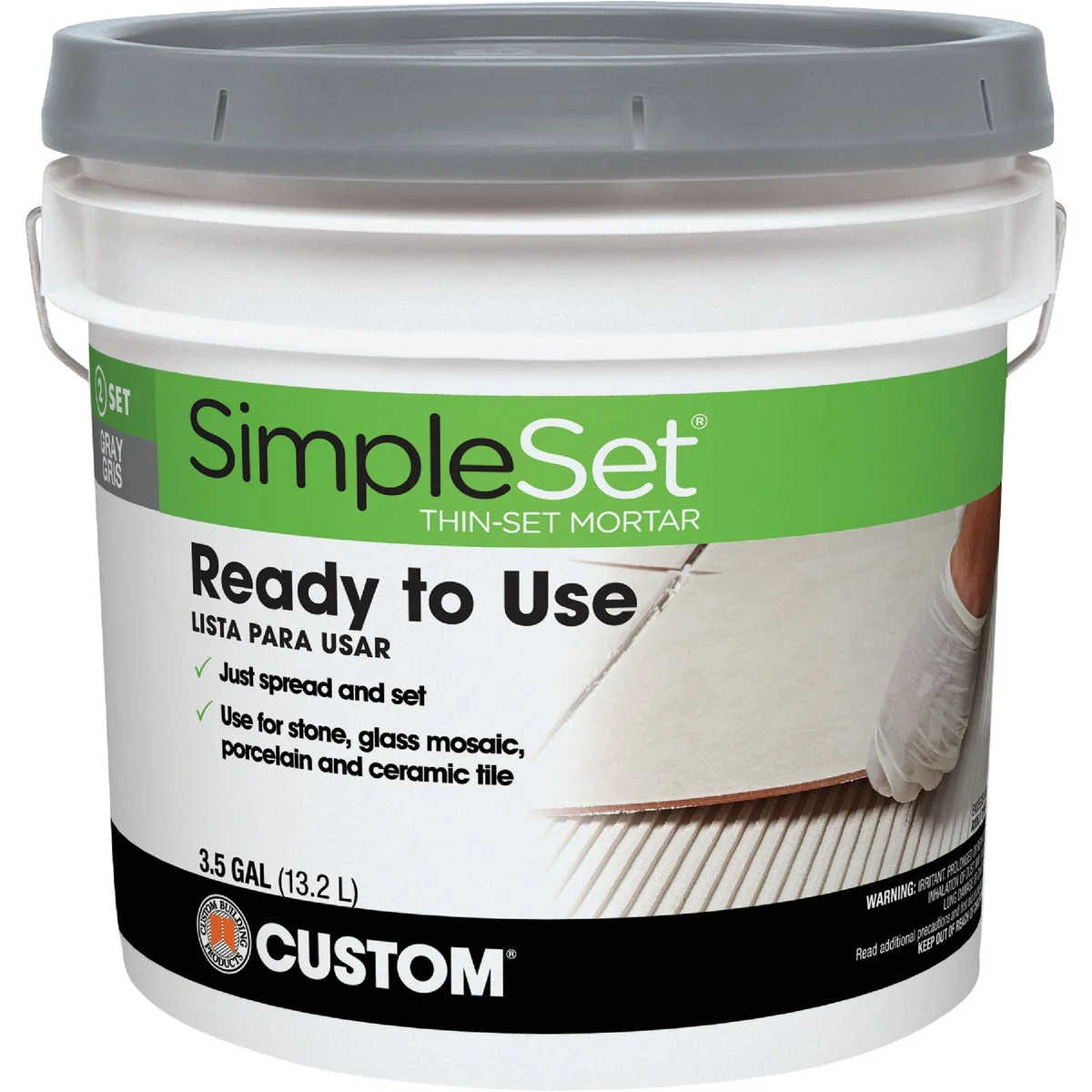 Fashionable Custom Building Products SimpleSet 3.5 Gal. Gray Pre-Mixed Thin-Set Mortar Crafted