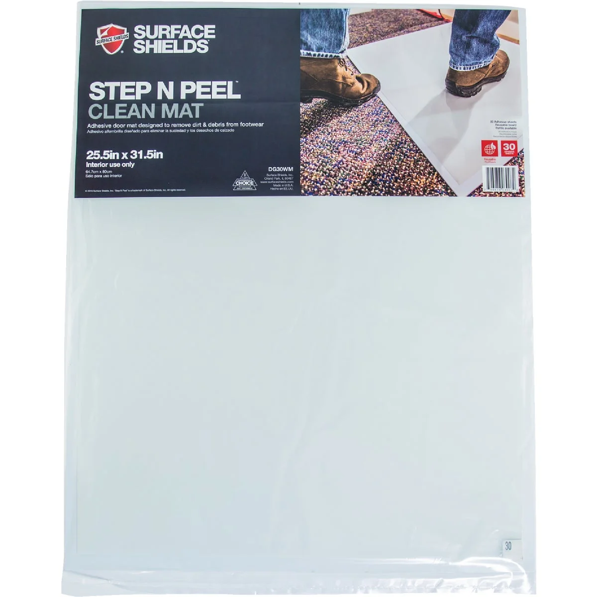 Relaxed Surface Shields Step N Peel Clean Mat 25.5 In. x 31.5 In. Floor Protector Natural
