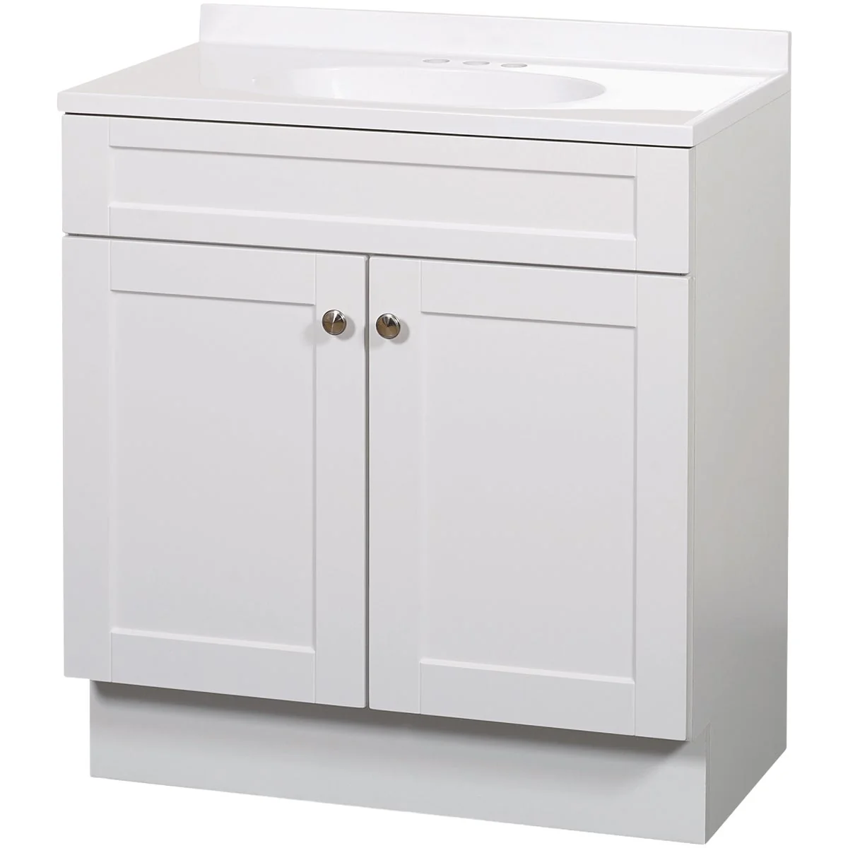 Exceptional Zenith Zenna Home White 30 In. W x 35 In. H x 18 In. D Shaker Vanity with White Cultured Marble Top Crafted