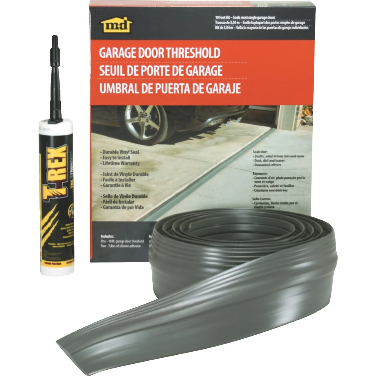 Top-Quality M-D 3-1 2 In. x 10 Ft. Gray Vinyl Threshold Garage Door Seal Kit Advanced