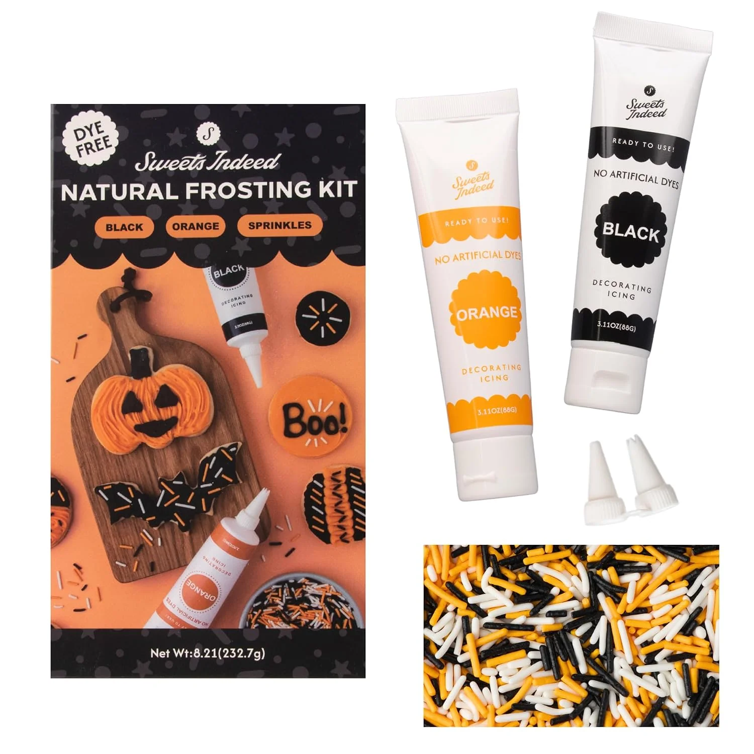 Trendy Sweets Indeed Dye Halloween Frosting Kit with Sprinkles 8.21 ounces Environmentally Friendly