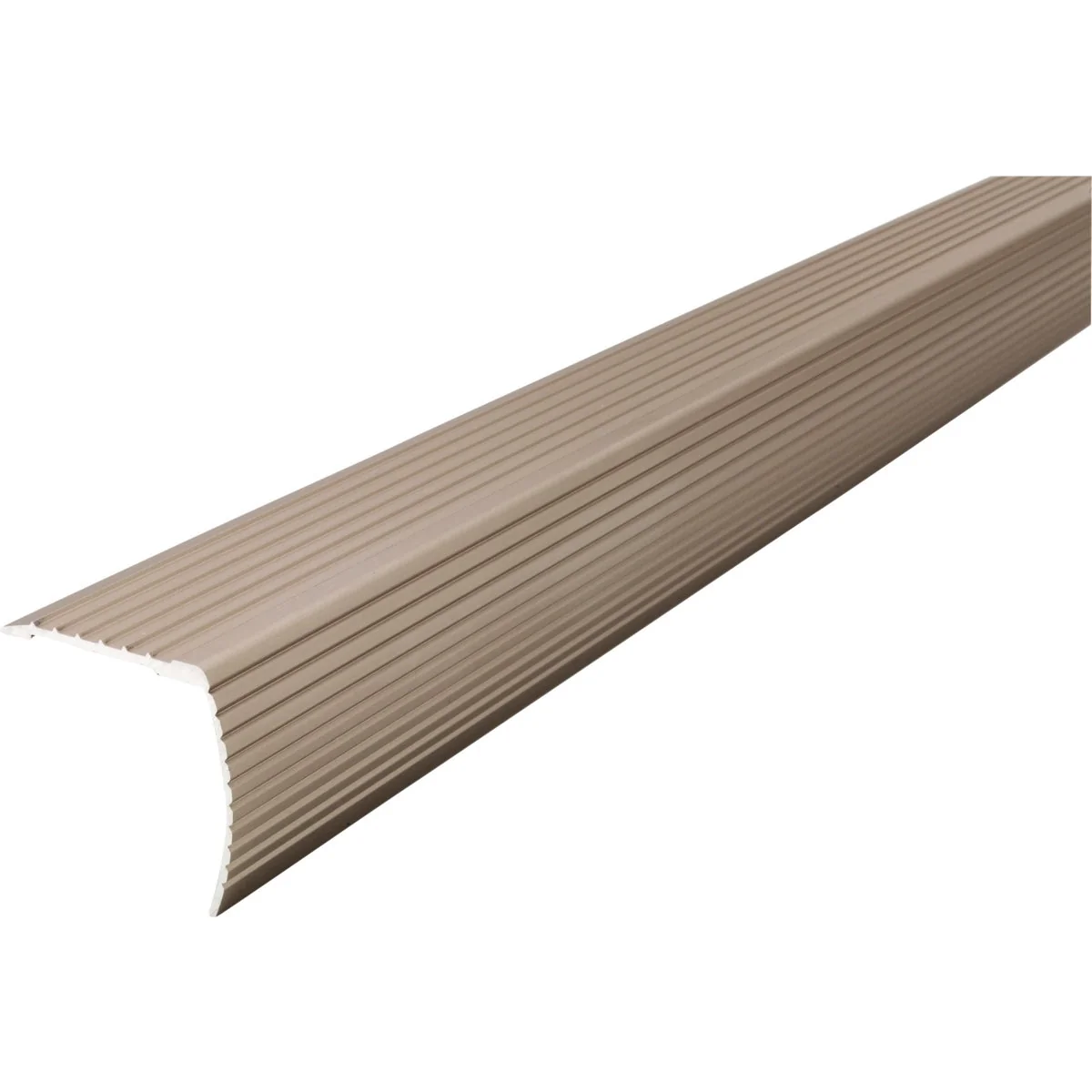 Lightweight M-D Satin Nickel 1-1 8 In. W x 36 In. L Aluminum Fluted Cinch Stairnose Detailed