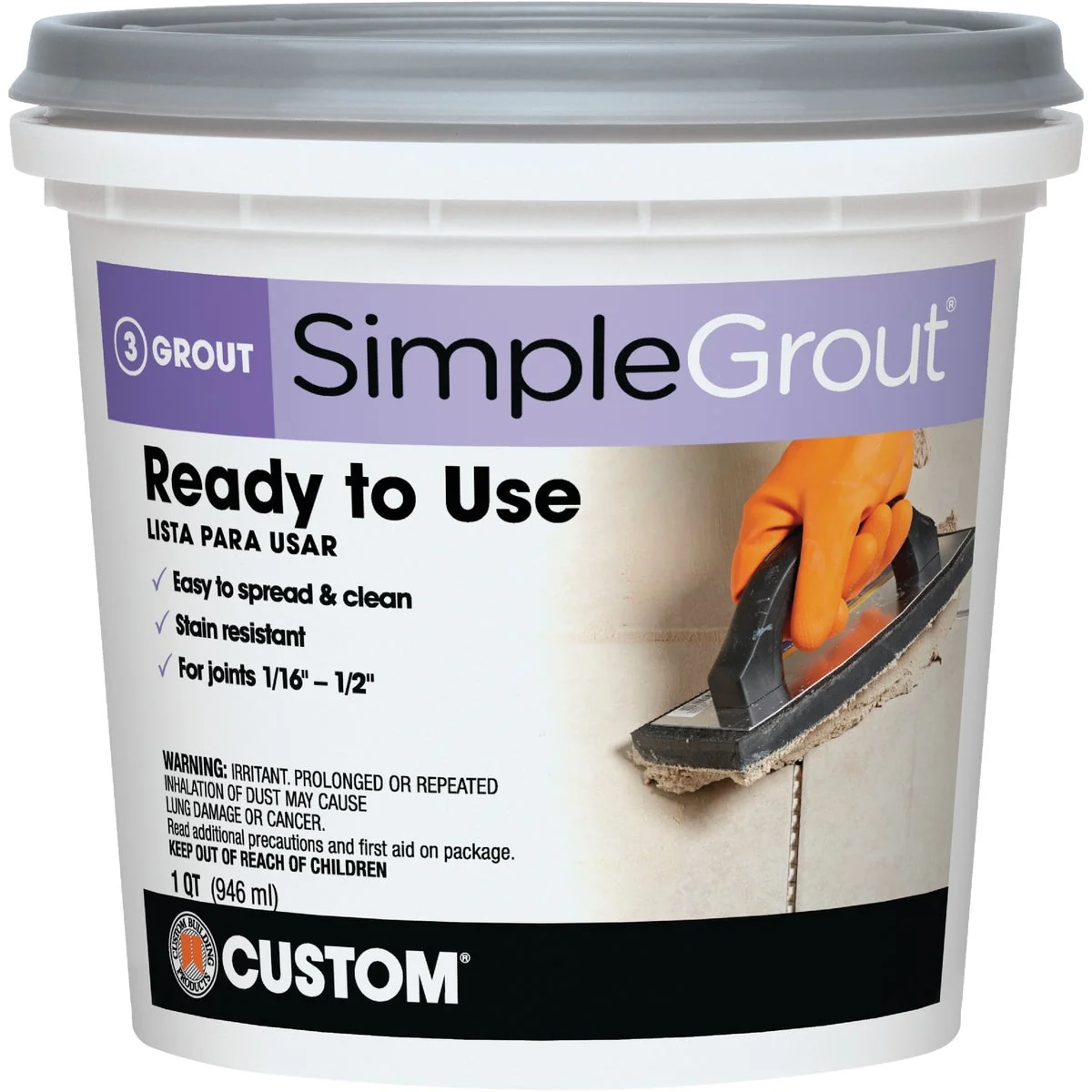Top-Quality Custom Building Products Simplegrout Quart Natural Gray Sanded Tile Grout Versatile
