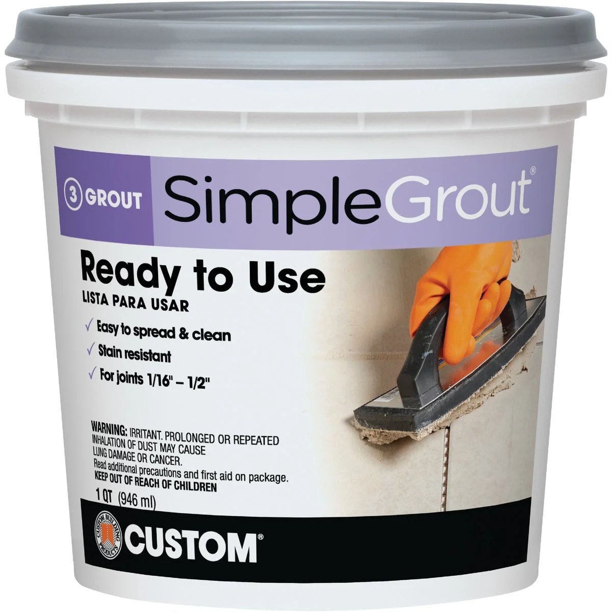 High-Performance Custom Building Products Simplegrout Quart Delorean Gray Sanded Tile Grout Premium Material