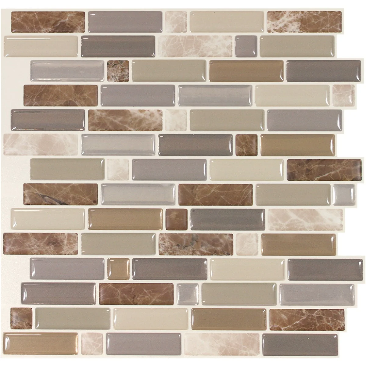 Advanced Smart Tiles Approx. 10 In. x 10 In. Glass-Like Vinyl Backsplash Peel Stick Crescendo Terra Mosaic 4-Pack Innovative