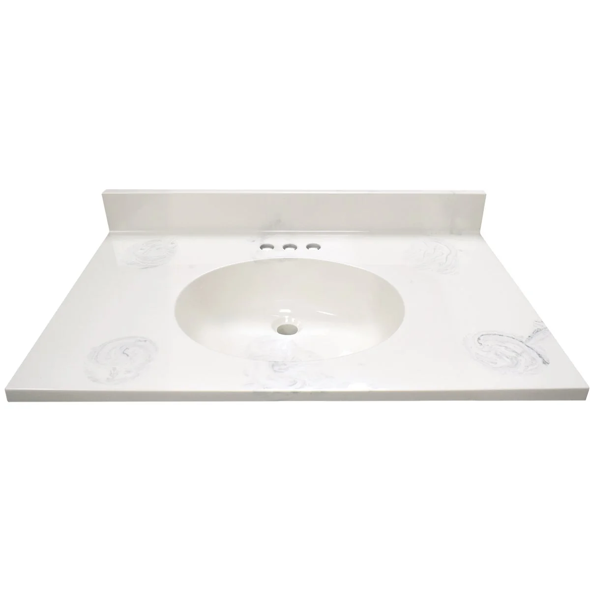 Responsible Modular Vanity Tops 31 In. W x 22 In. D Marbled Dove Gray Cultured Marble Flat Edge Vanity Top with Oval Bowl Original Design
