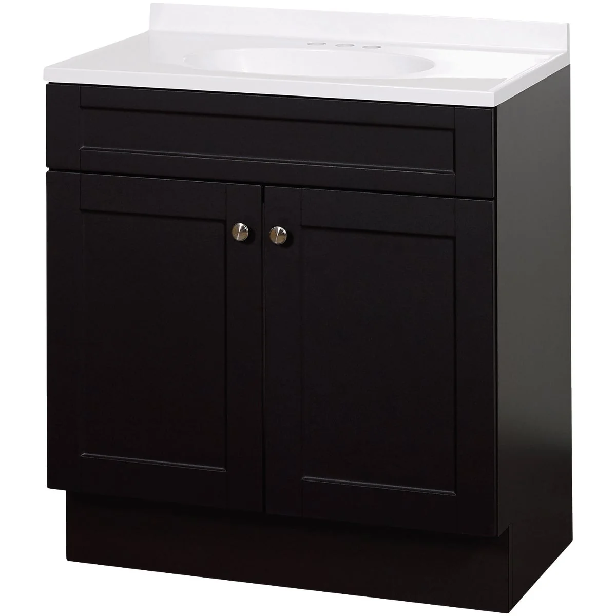 Effective Zenith Zenna Home Espresso 30 In. W x 35 In. H x 18 In. D Shaker Vanity with White Cultured Marble Top Relaxed