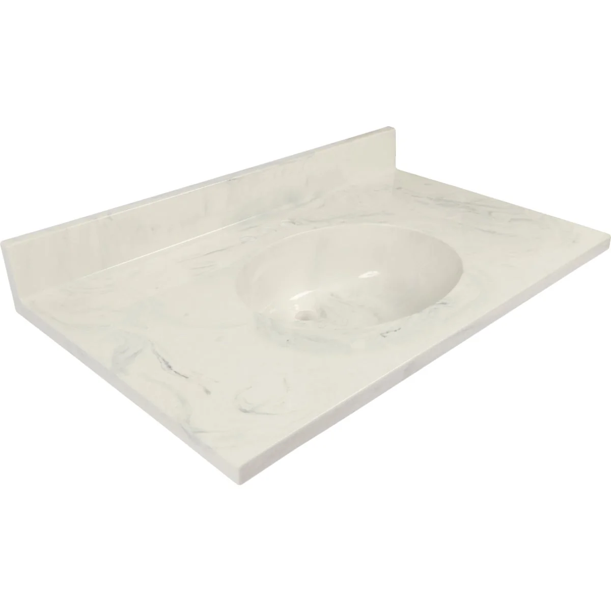 Professional Modular Vanity Tops 37 In. W x 22 In. D Marbled Dove Gray Cultured Marble Flat Edge Vanity Top with Oval Bowl Green