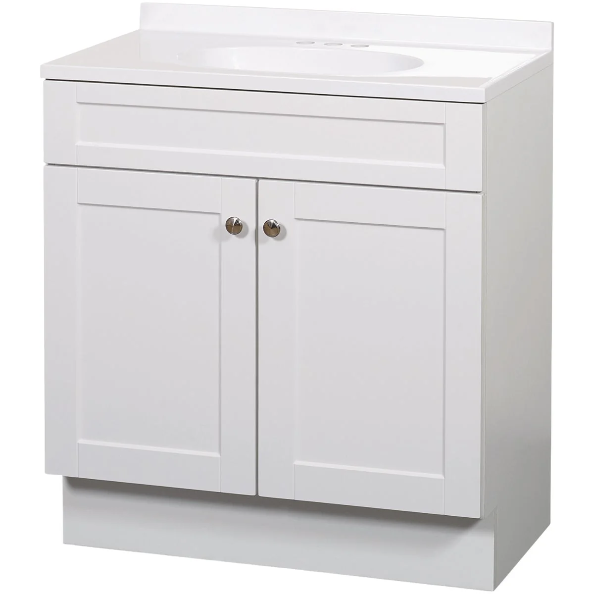 Authentic Zenith Zenna Home White 36 In. W x 35 In. H x 18 In. D Shaker Vanity with White Cultured Marble Top Recyclable