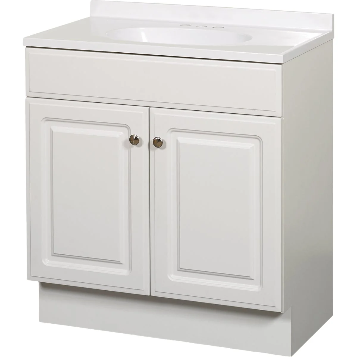 Exclusive Zenith Zenna Home White 30 In. W x 35 In. H x 18 In. D Vanity with White Cultured Marble Top Luxury
