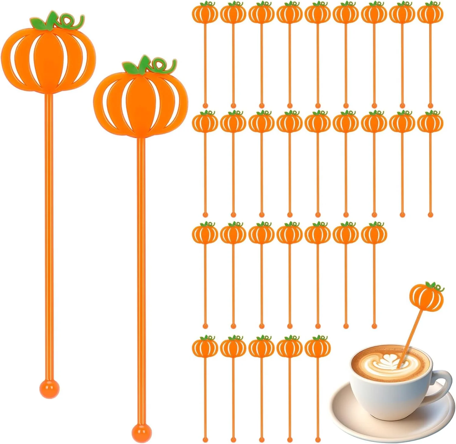 Expertly Made 36 Pcs Fall Cocktail Stirrers Pumpkin Drink Stirrers Plastic Swizzle Sticks Reusable Coffee Stirrer Stir Sticks for Halloween Autumn Thanksgiving Superior