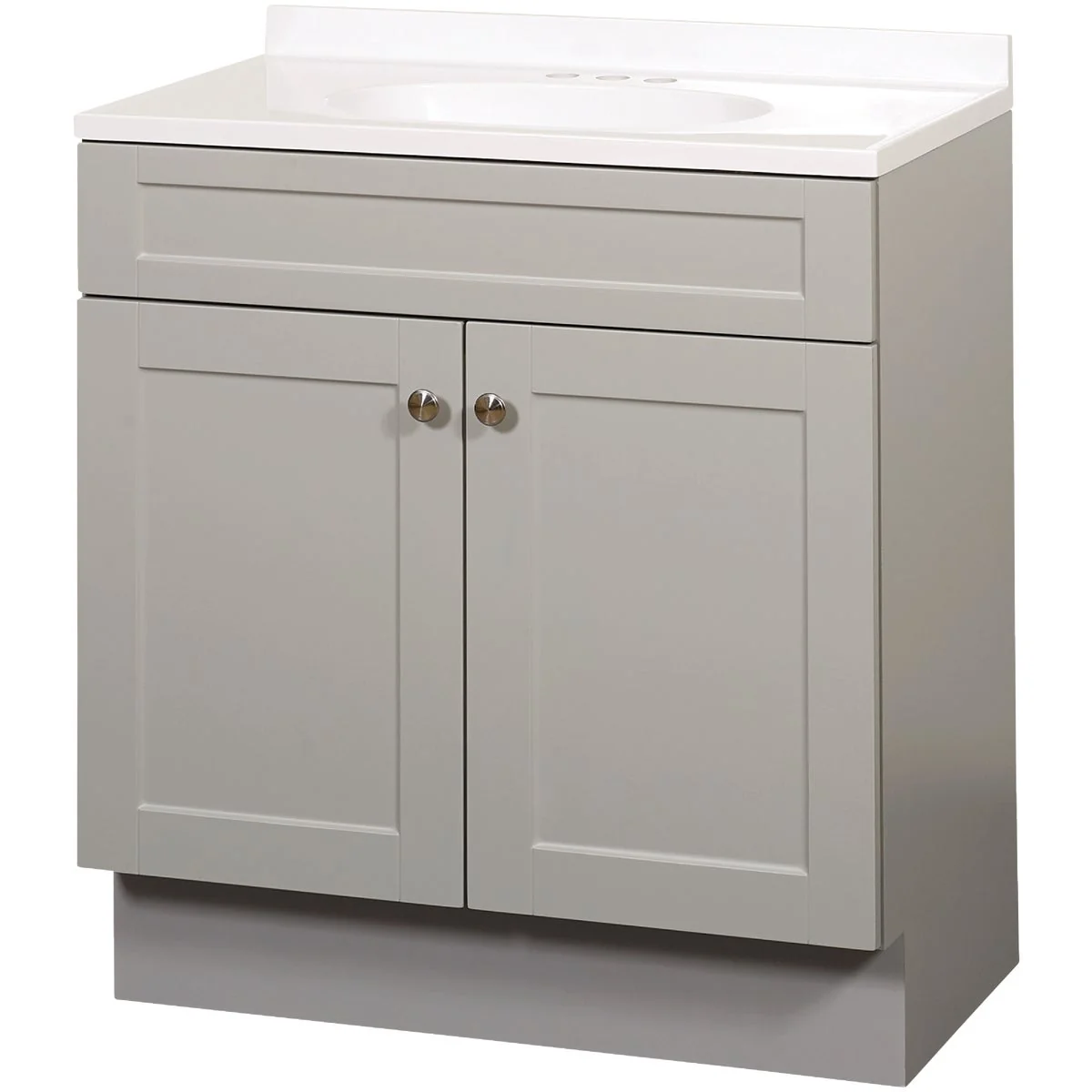 Outstanding Zenith Zenna Home Cool Gray 36 In. W x 35 In. H x 18 In. D Shaker Vanity with White Cultured Marble Top Genuine
