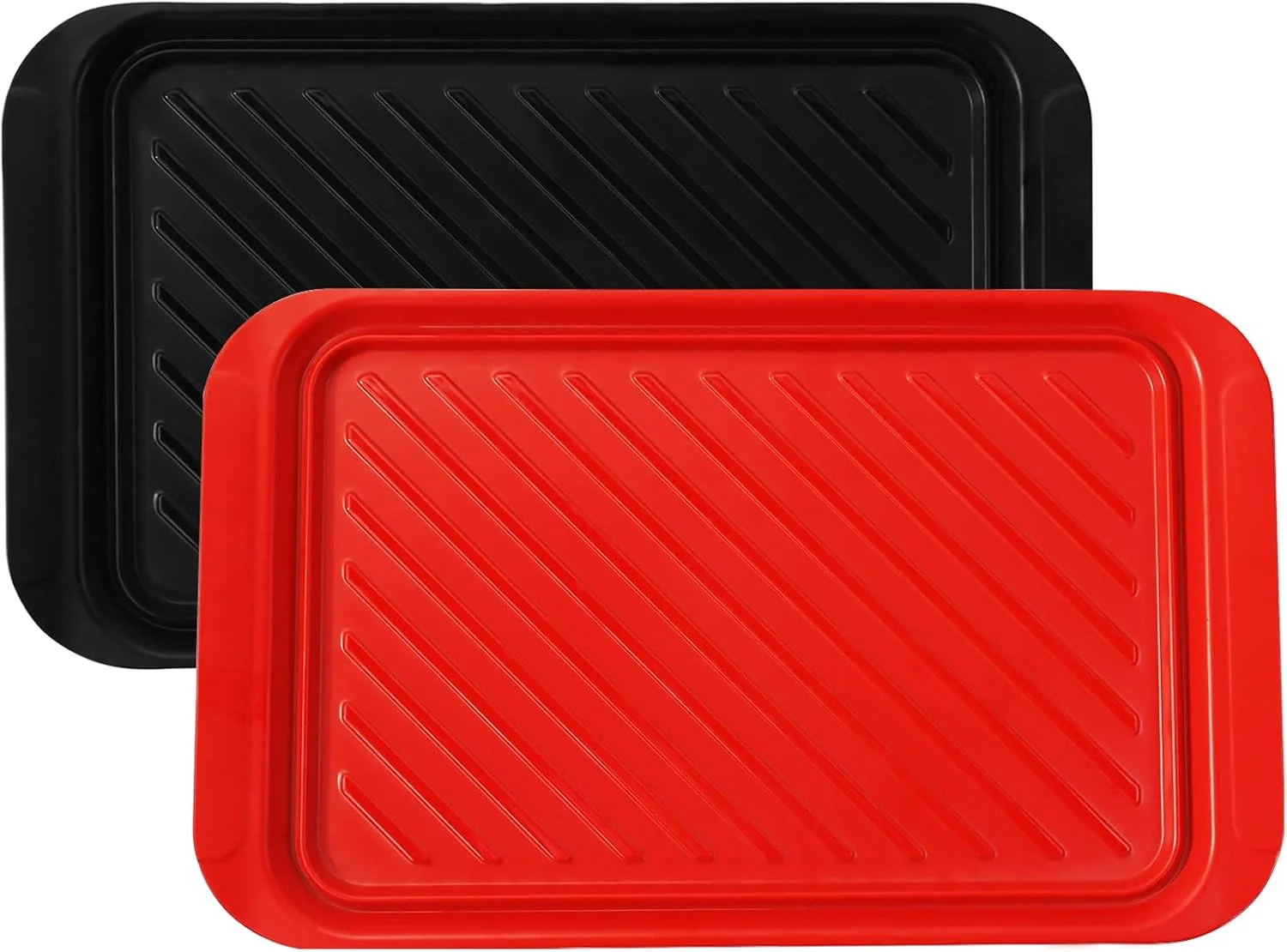 Elite TP 17 x 10.5 Grilling Prep and Serve Trays Set of 2 Black amp Red Melamine BBQ Trays Serving Platters for Meats Raw and Cooked Food Separation Grill Accessories Break-resistant Premium