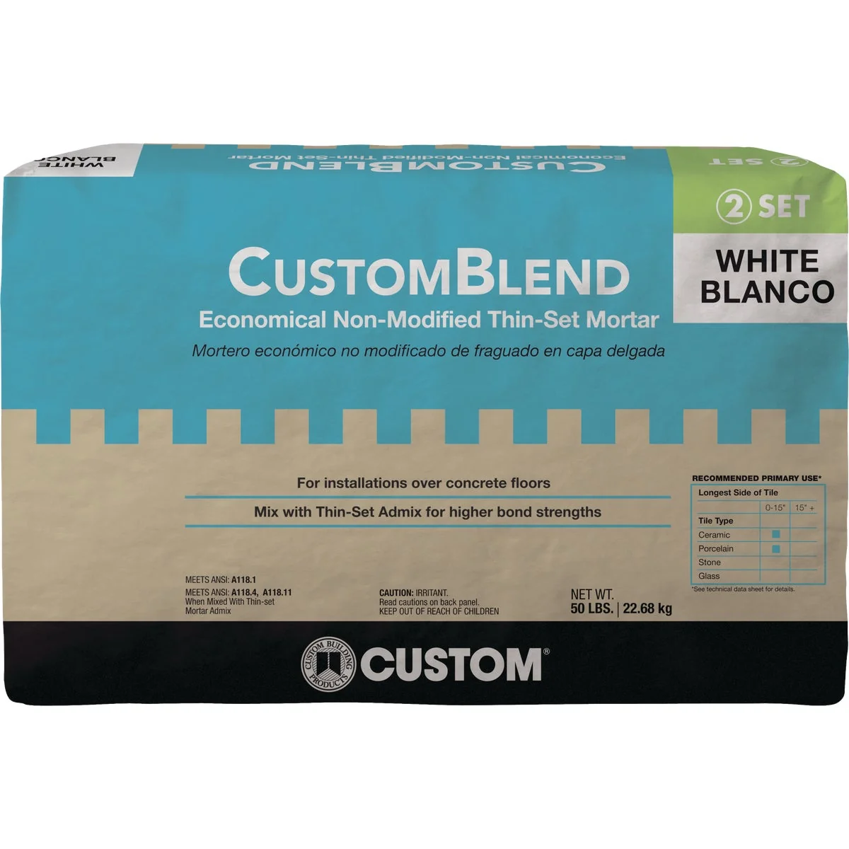 Clean Custom-Blend 50 Lb. White Mortar Mix Professional
