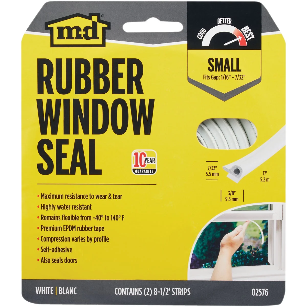 Environmentally Friendly M-D Brown 17′ 3 8 Extreme Temp Medium Gap Rubber Weatherstrip White Enhanced