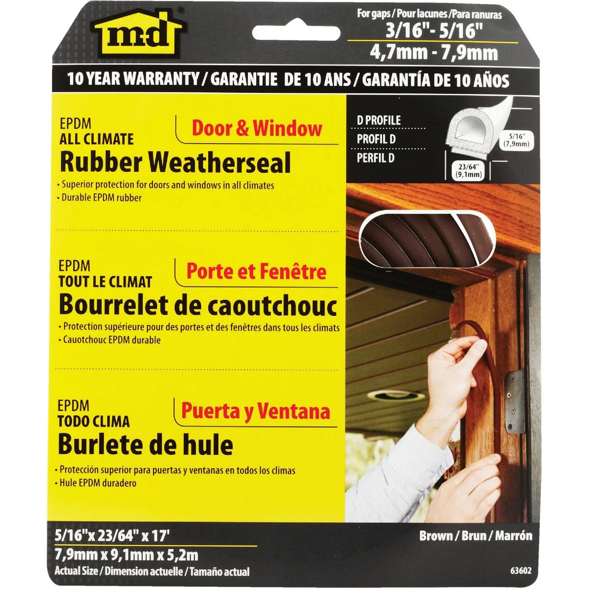 Minimalist M-D Brown 17′ 23 64 Rubber Weatherstrip Eco-Friendly