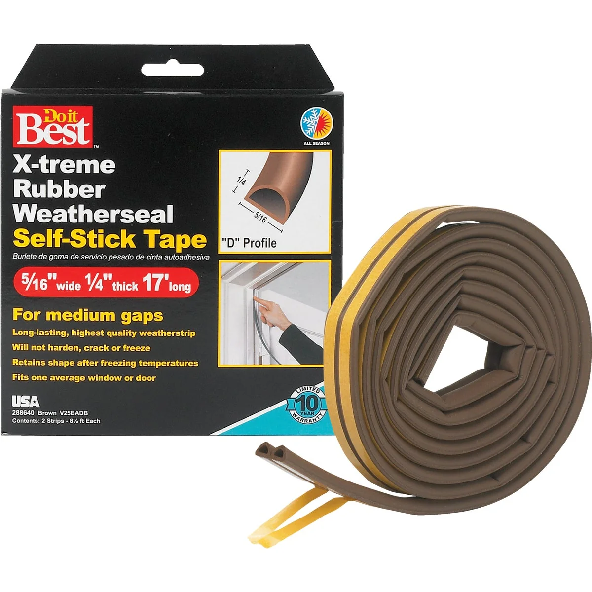 Durable Do it Brown 17′ 5 16 Rubber Weatherstrip Smart