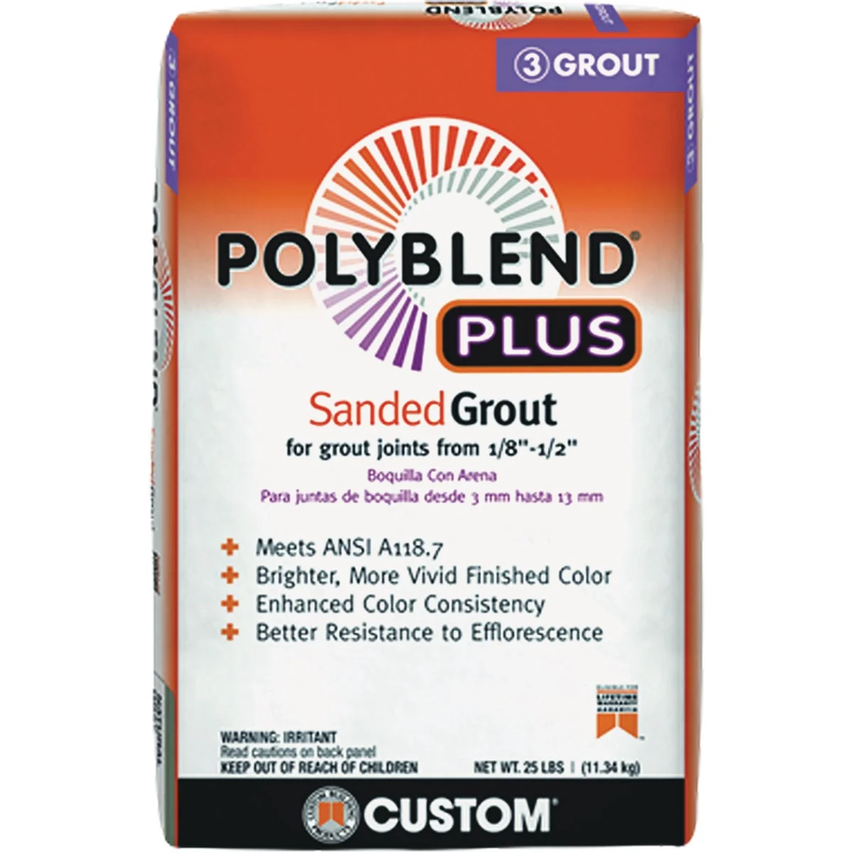 Advanced Custom Building Products PolyBlend PLUS 25 Lb. Bright White Sanded Tile Grout Genuine