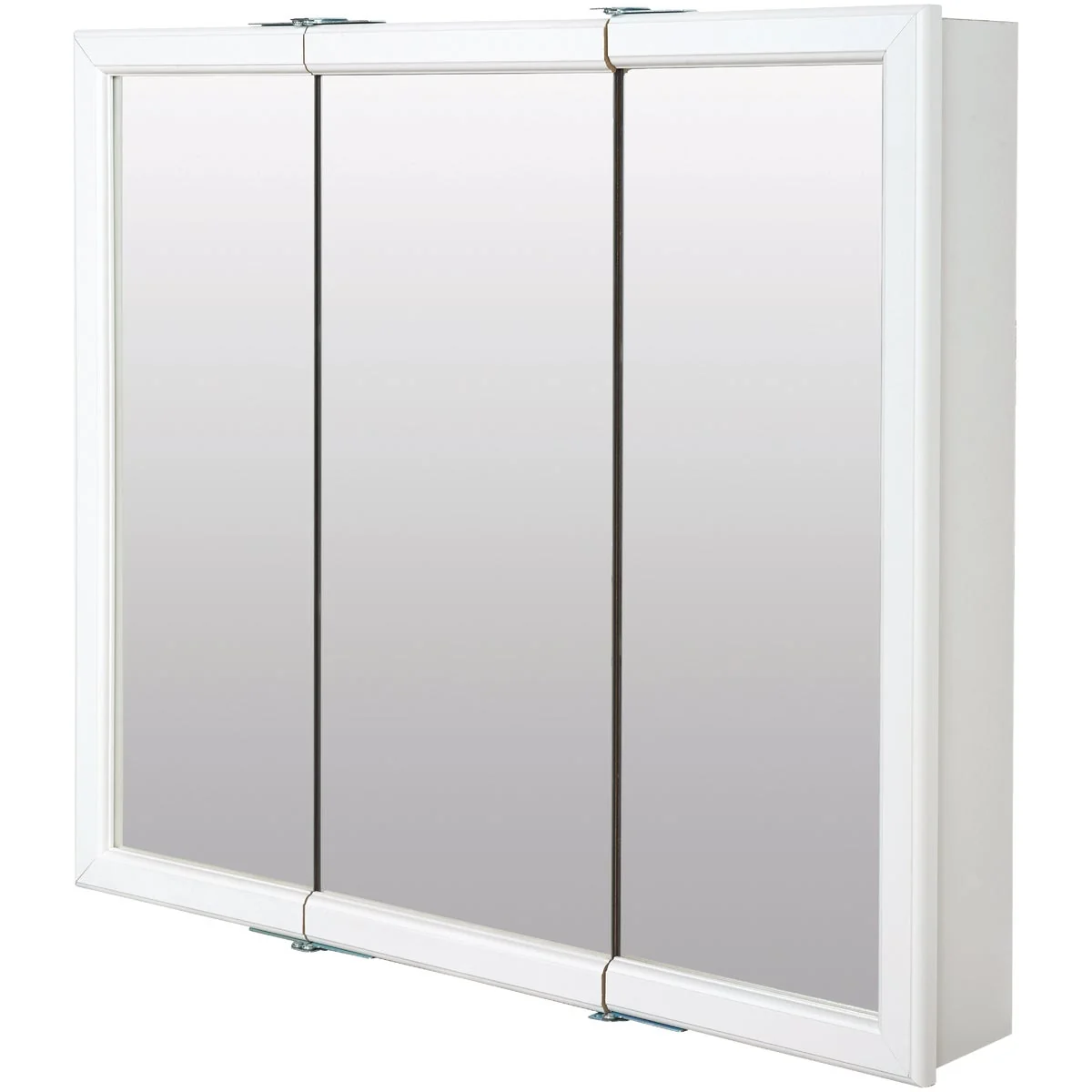 Detailed Zenith Zenna Home White 30 In. W x 28 In. H x 6 In. D Tri-View Surface Mount Medicine Cabinet Prestigious