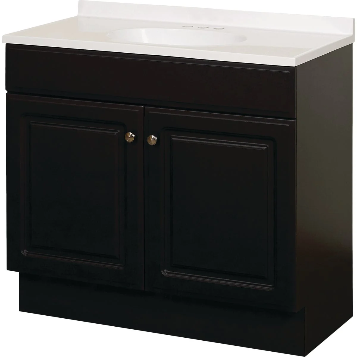 Premium Material Zenith Zenna Home Espresso 36 In. W x 35 In. H x 18 In. D Vanity with White Cultured Marble Top High-Performance