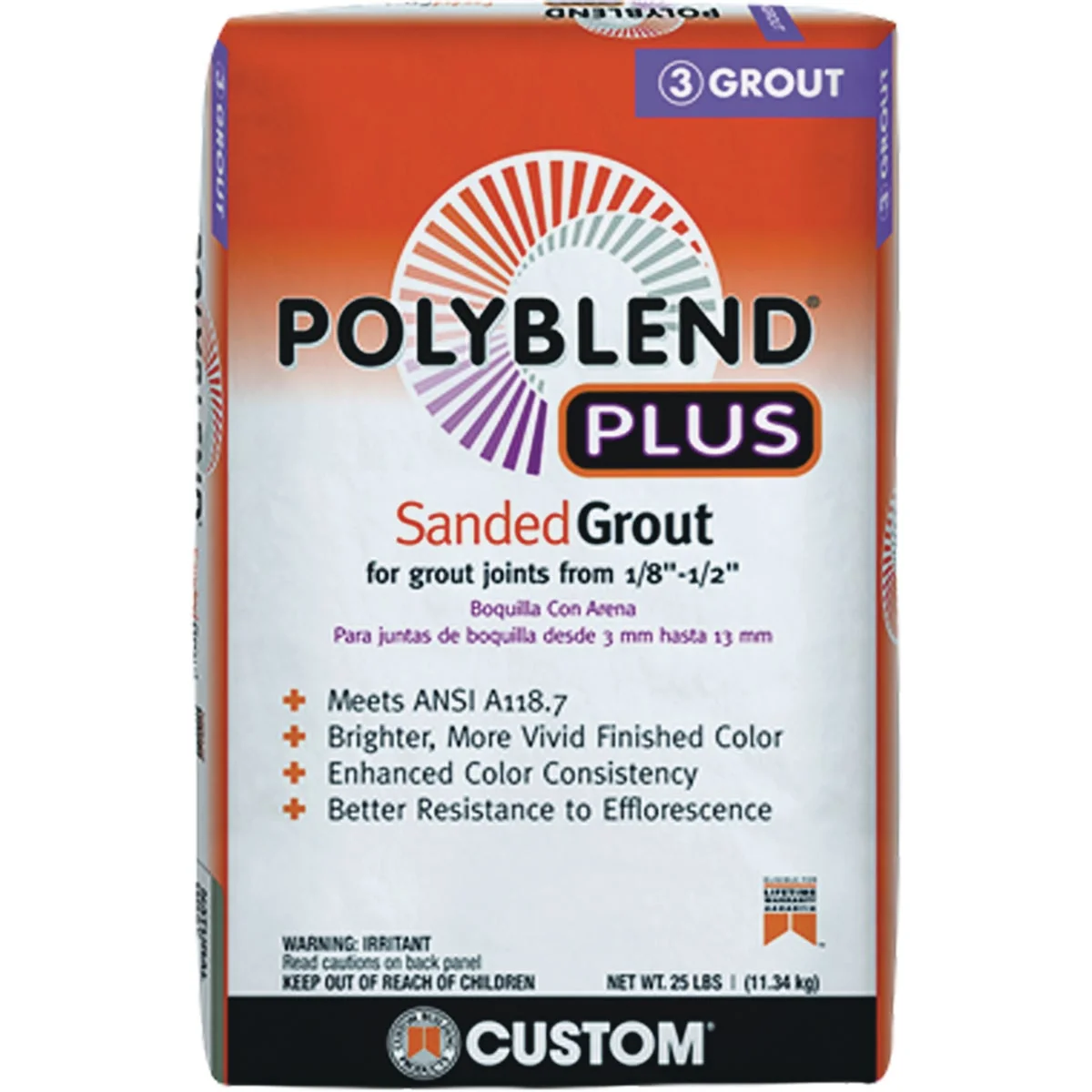 Certified Custom Building Products PolyBlend PLUS 25 Lb. Charcoal Sanded Tile Grout Modern