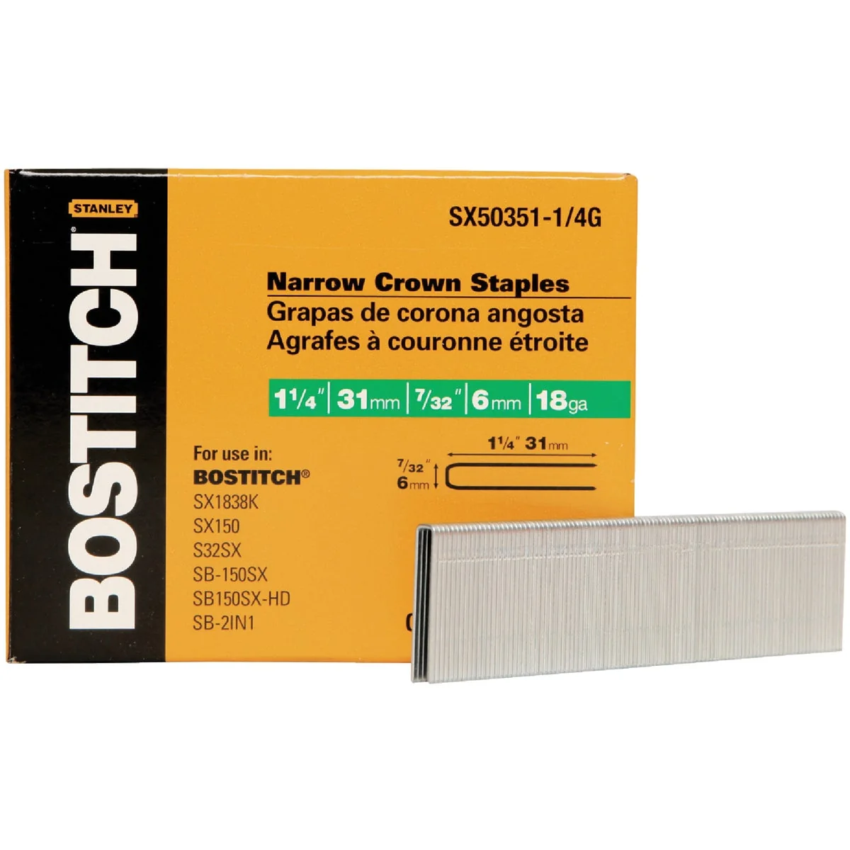 Modern Bostitch 18-Gauge Galvanized Narrow Crown Finish Staple 7 32 In. x 1-1 4 In. 3000 Ct. Practical