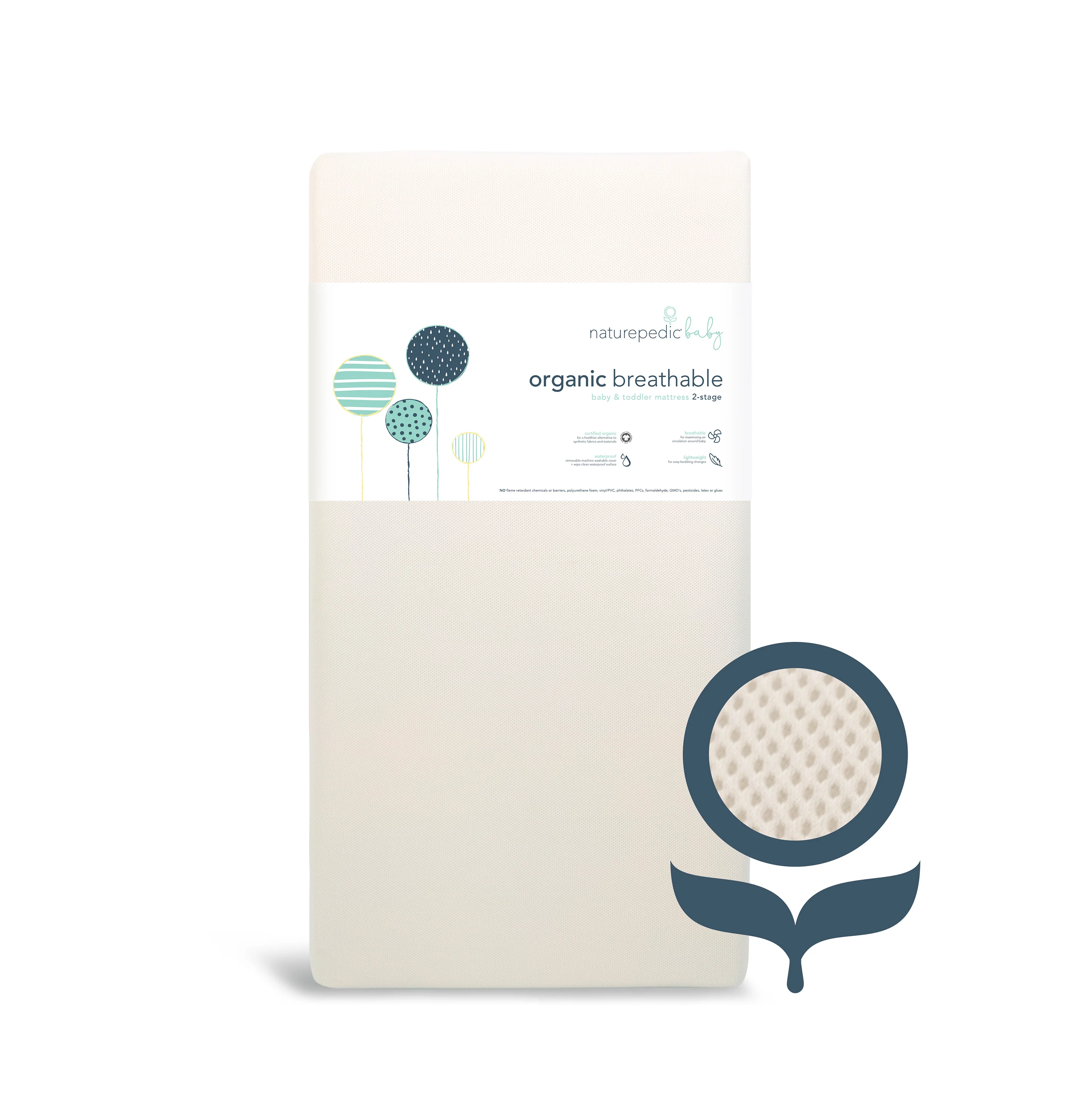 Flexible Naturepedic Baby Toddler Crib Mattress – Organic Breathable Solid